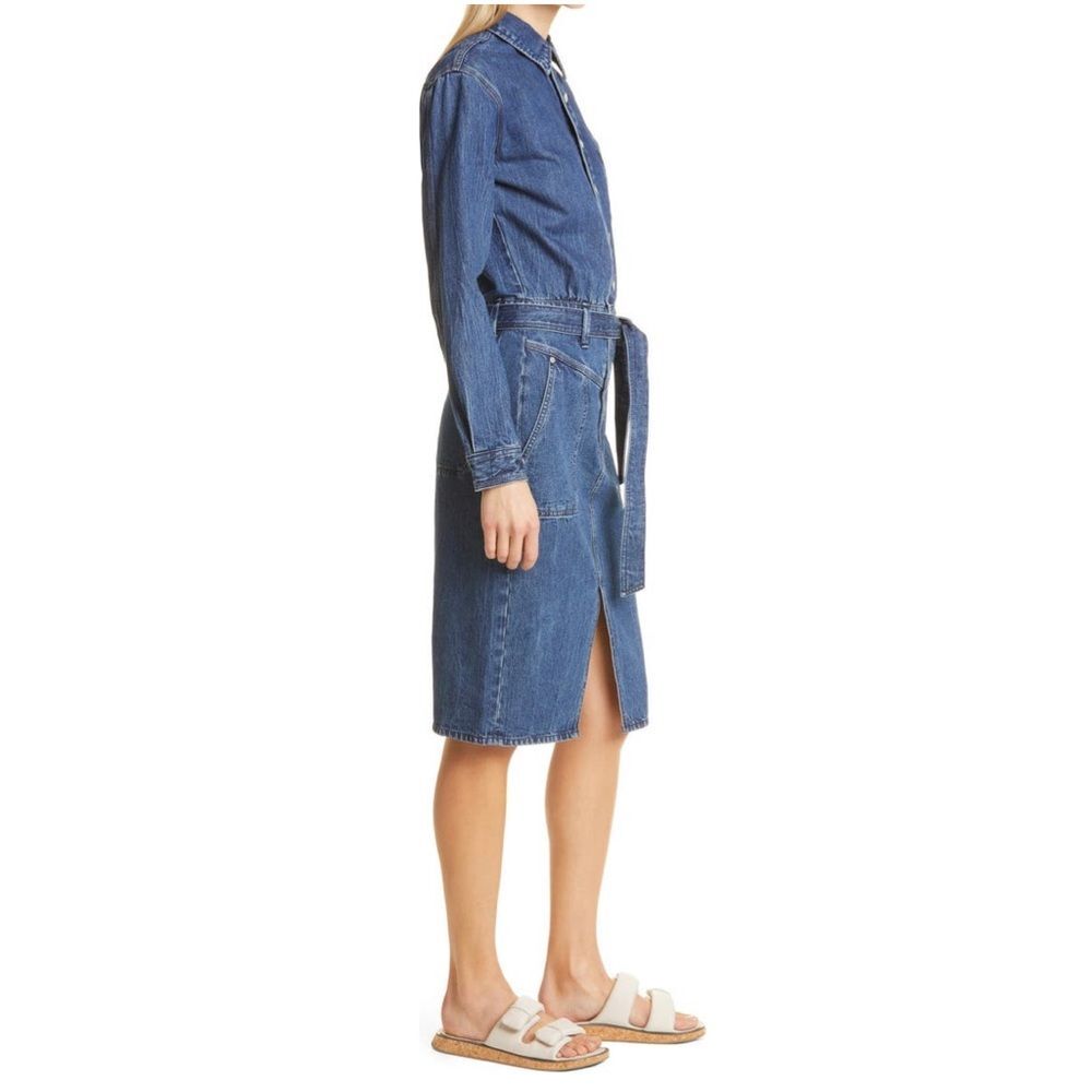 Rag & Bone Denim Shirtdress Blue Jeans Midi Dress, NWT, Size L - Picture 6 of 12